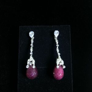Maroon Rhinestone Earrings